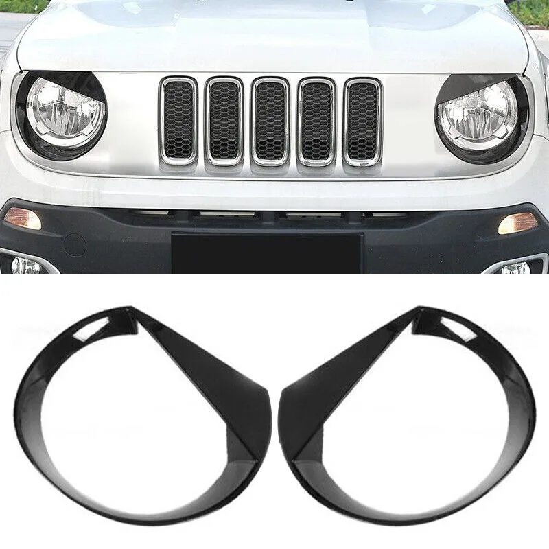 

Front Light Bezels Headlight Angry Eyes Style Trim Cover For Jeep Renegade 2015-2017 Car Exterior Accessories