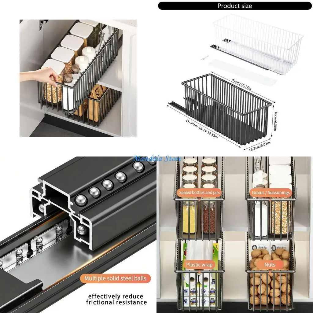 

U2JC Easy Access Retractable Basket Holder Perfect For Storing Household Essential