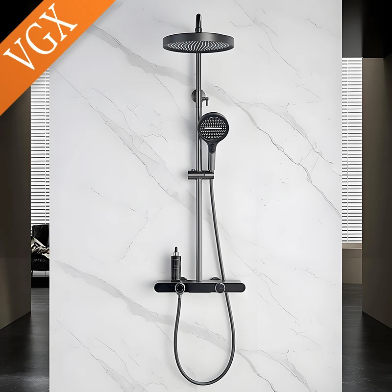 VGX Gold Shower System Set Bathroom Shower Faucet Set 3-way Rainfall Shower Set Shower Mixer Crane with Hand Shower Set White - Image 4
