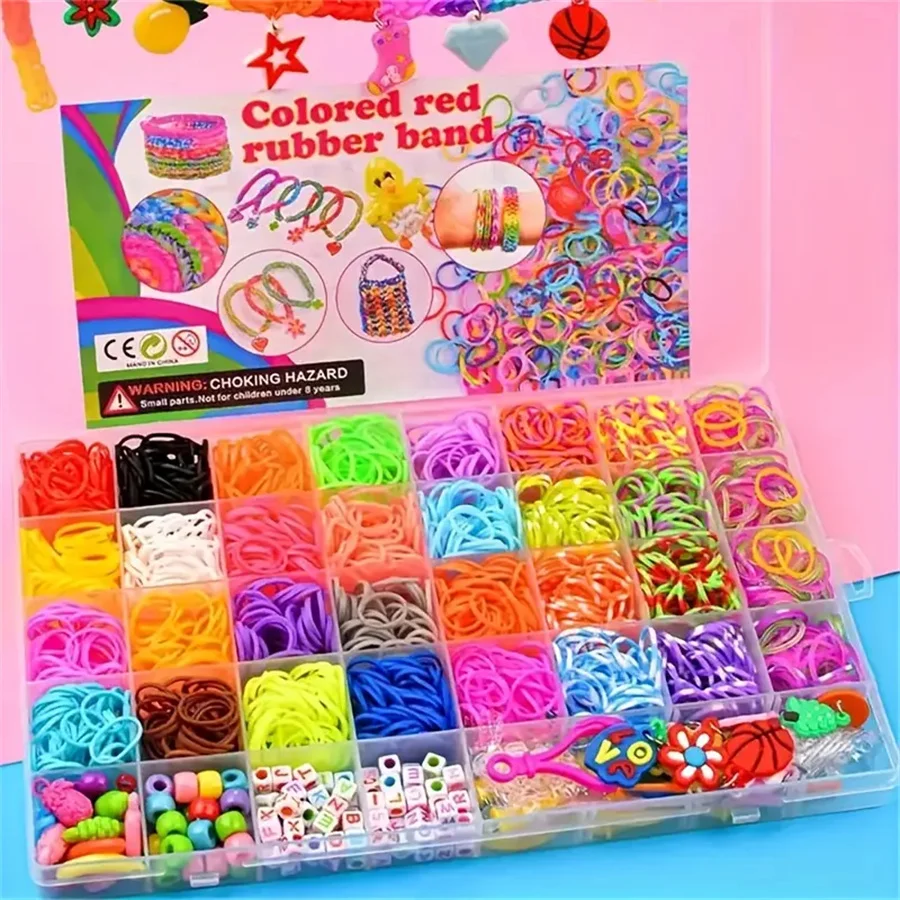 4300pcs+ 32Colour Vibrant Color Rubber Band Assortment Loom Bands- Beading Kits for Making Unique Bracelets, Bangle