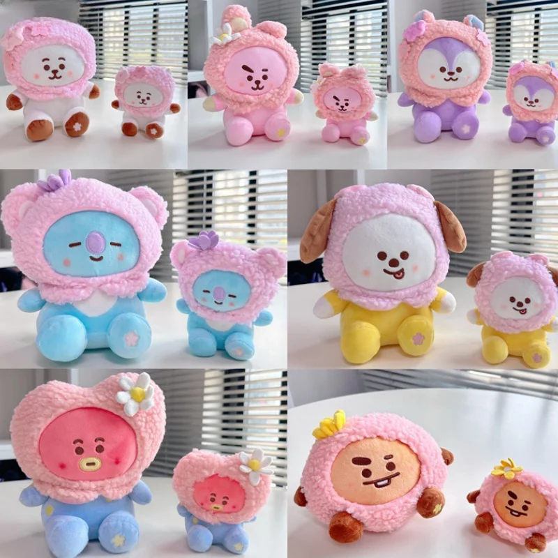 Hot BT21 Kawaii Tata Rj Chimmy Cooky Shooky Mang Koya Sakura Series Cartoon Plush Doll Pink Bag Ornament Pillow Gift Toys