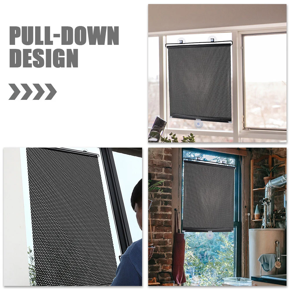 Curtain Blackout Kitchen Window Shades Suction Cup Car Sunshade Privacy Pvc Retractable