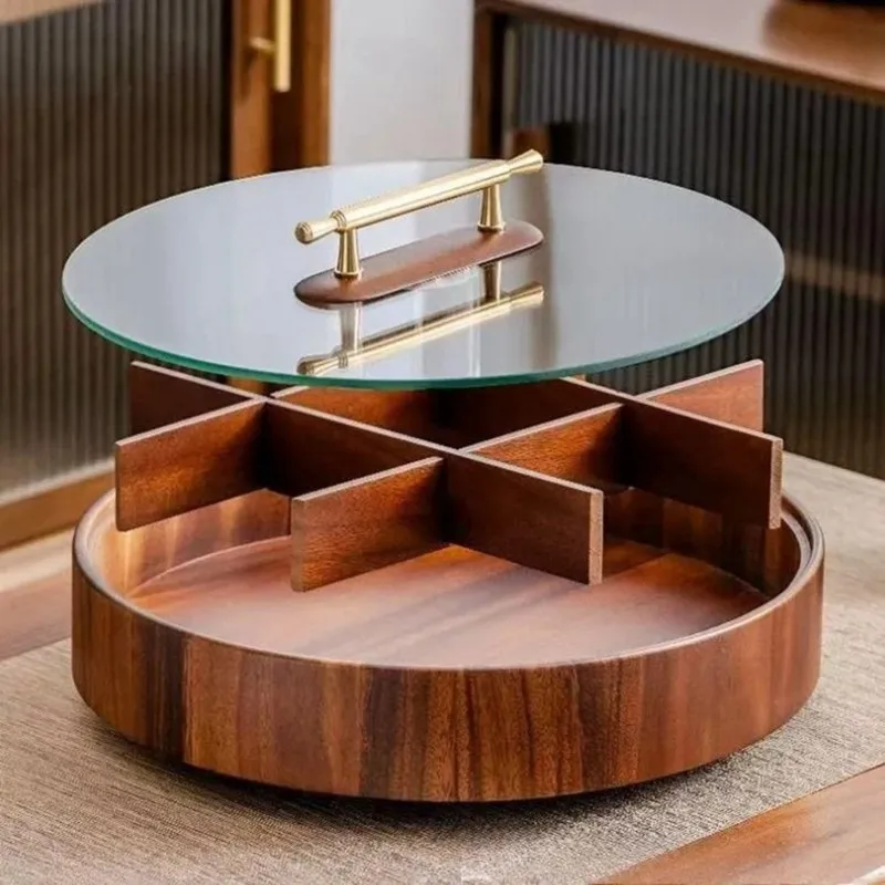 

【ELECTRONIC-ACCESSORIES】Wooden Snack Container-Elegant Design With 9 Compartments-Fits For Nuts, Fruits& Treats-Perfect For Home