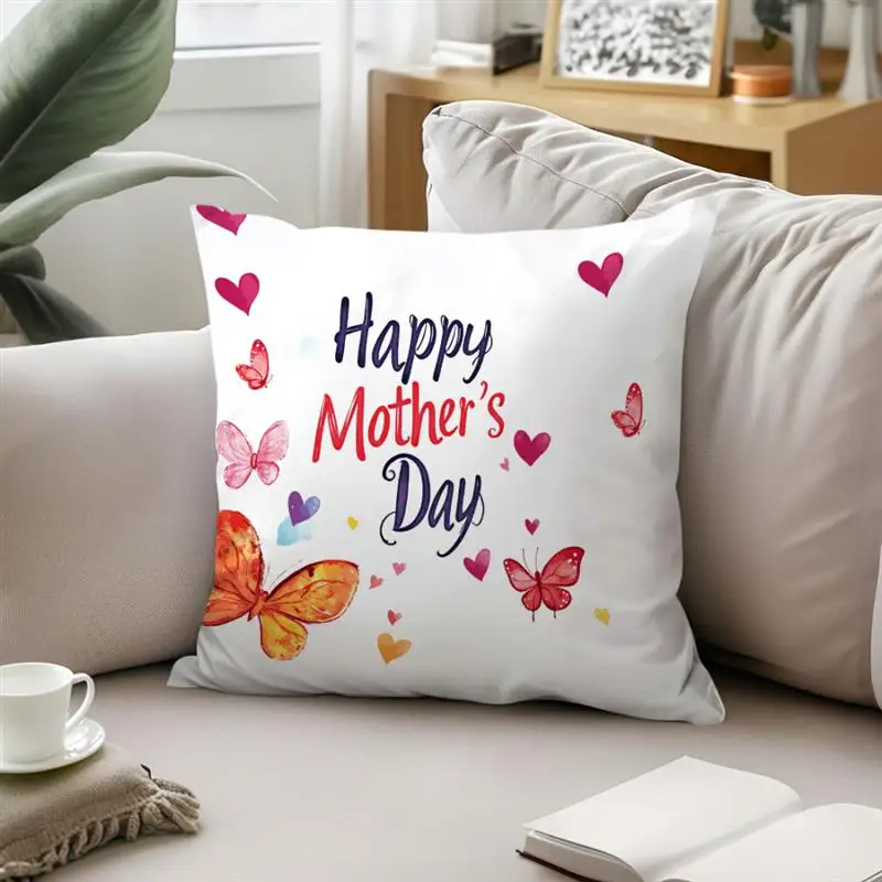 45*45 cm Rose Floral Herz Buchstaben Drucken Dekorative Kissenbezüge Kissen Abdeckung Wohnkultur Quadratischen Kissenbezug für Muttertag Geschenk – Detail 5
