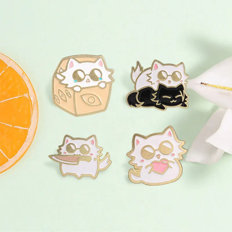 3-22 Stück/Set Cartoon-Tier-Emaille-Pins Kawaii Weltraumkatze Punk-Krähe Rotohriges Kaninchen Broschen Anime-Kätzchen-Abzeichen Schmuckgeschenke – Detail 8