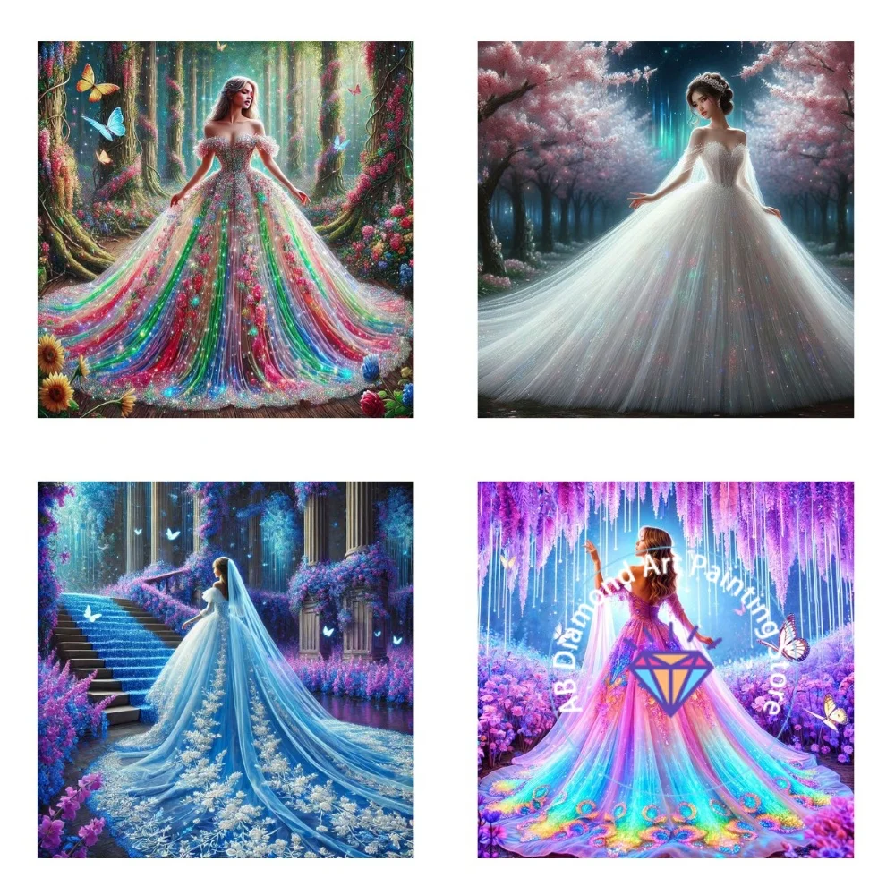 

Dreamy Wedding Dress Women Butterfly AB Diamond Painting Kit Square Round Diamond 5D DIY Mosaic Handmade Art Gift Home Decor