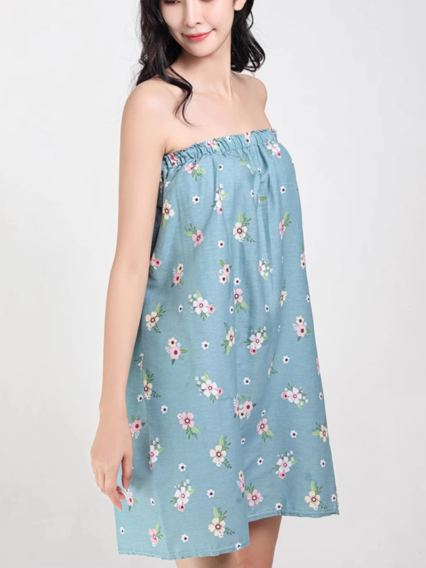 Summer Pure Cotton Beauty Salon Bathrobe Women's Style Sweat Sauna Costume Strapless Towel Skirt Guest Dress Nightgown