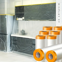 12M Long 180cm-280cm Width Car Paint Masking Film Protective Film Plastic Pre-Taped PE Film Paper Furniture Dust-proof Cover