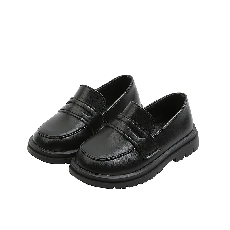 

Child Kids Breathable Loafers Girls Black Leather Shoes Soft Soled Princess Britain Style Casual Footwear Toddlers Slip-on Flats