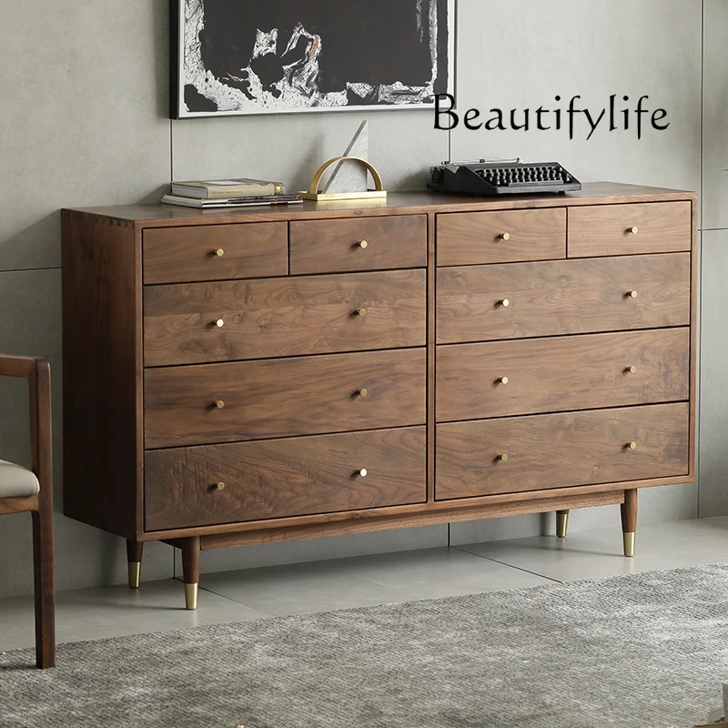 

North American Black Walnut Ten Nordic Simple Modern Lockers Bedroom Living Room Storage Cabinet Entrance Cabinet