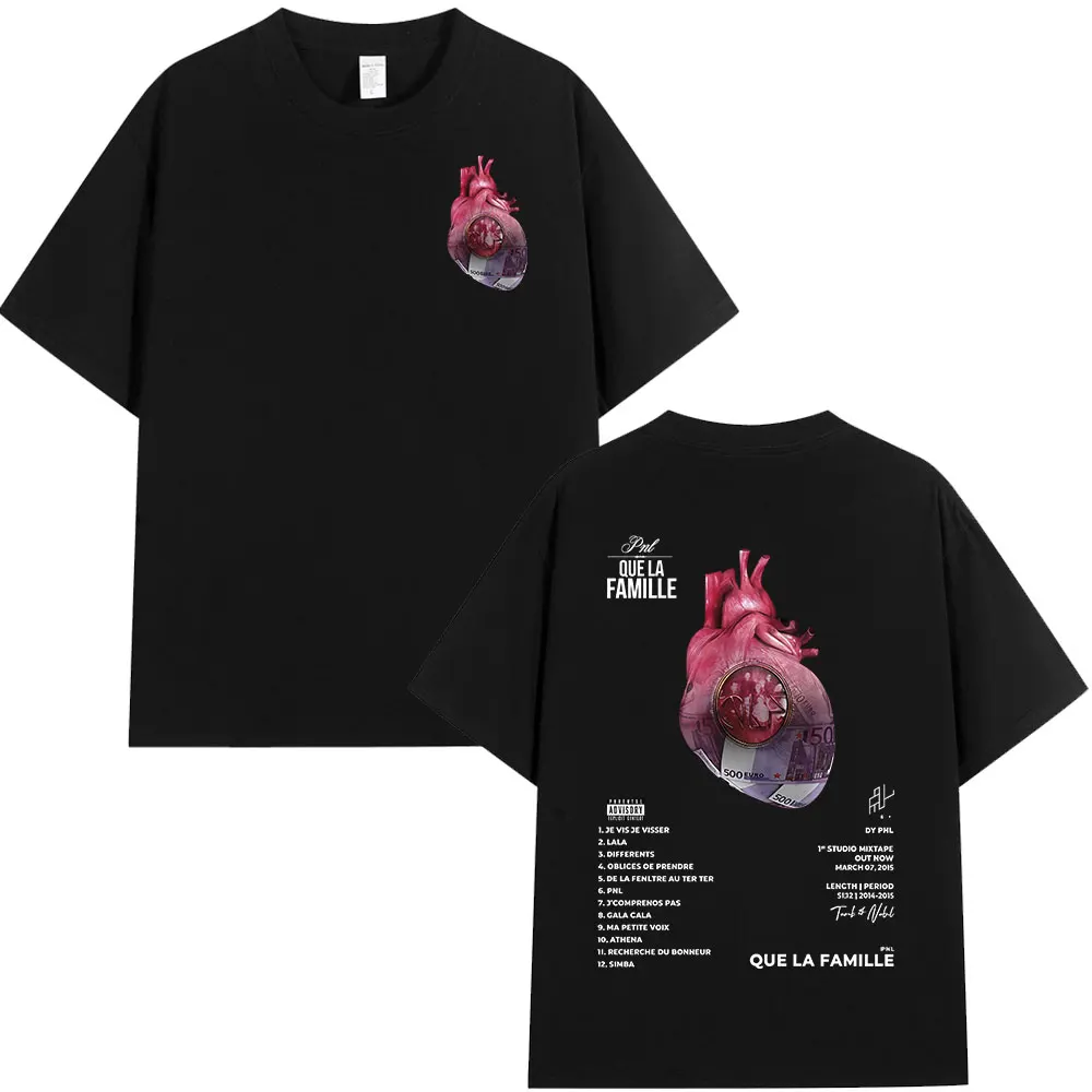 French Rapper PNL Que La Famille Le Monde Chico Album T-shirt Men Women Hip Hop Fashion Cotton Short Sleeve T-shirts Streetwear