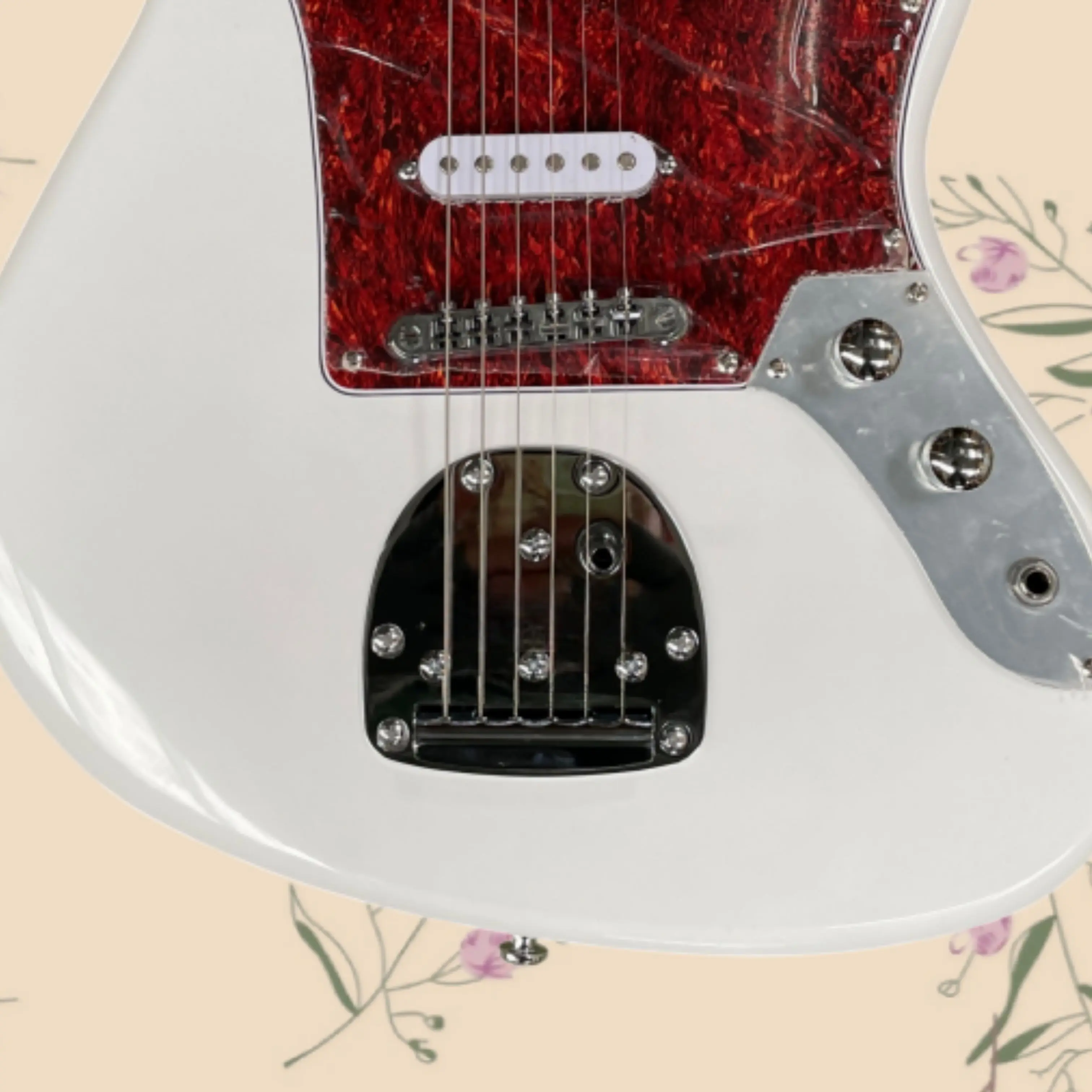 String Pure White Vintage Electric Guitar,Asymmetric Mahogany Body,Multi-position Switches Guitars, Pop Rock Playing Guitarra