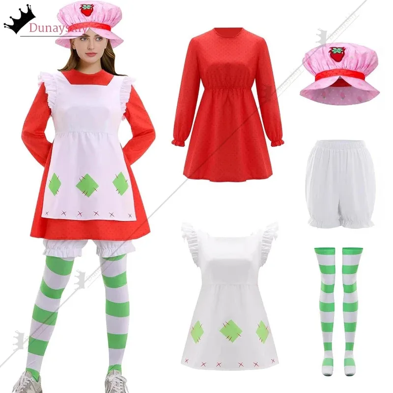 Disfraz de pastel de fresa para mujer, traje clásico de Lolita, vestidos de mujer del mundo de fresa, trajes de Anime, trajes de zapatos