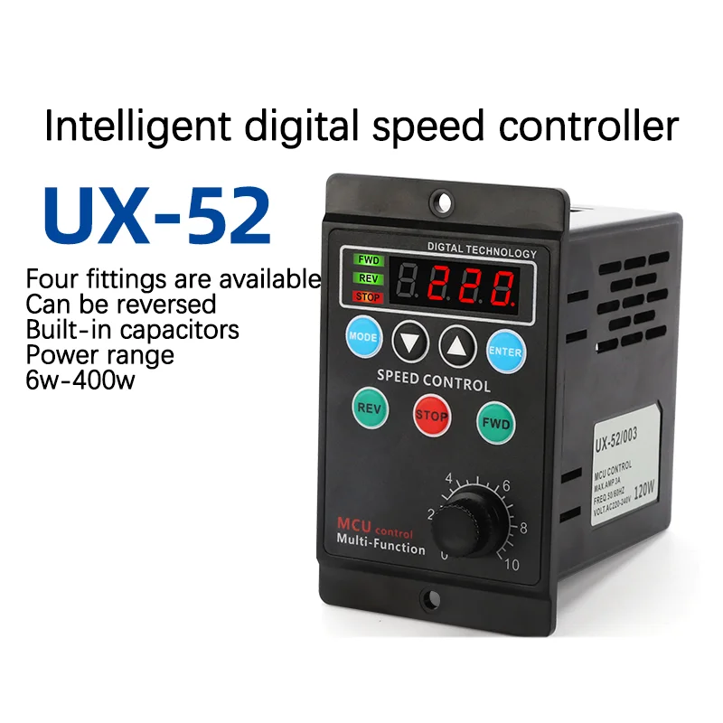 Imagem -02 - Multifuncional Elétrico Regulador Digital Controlador de Velocidade do Motor Interruptor Eletrônico Desaceleração ac Ux52 120w