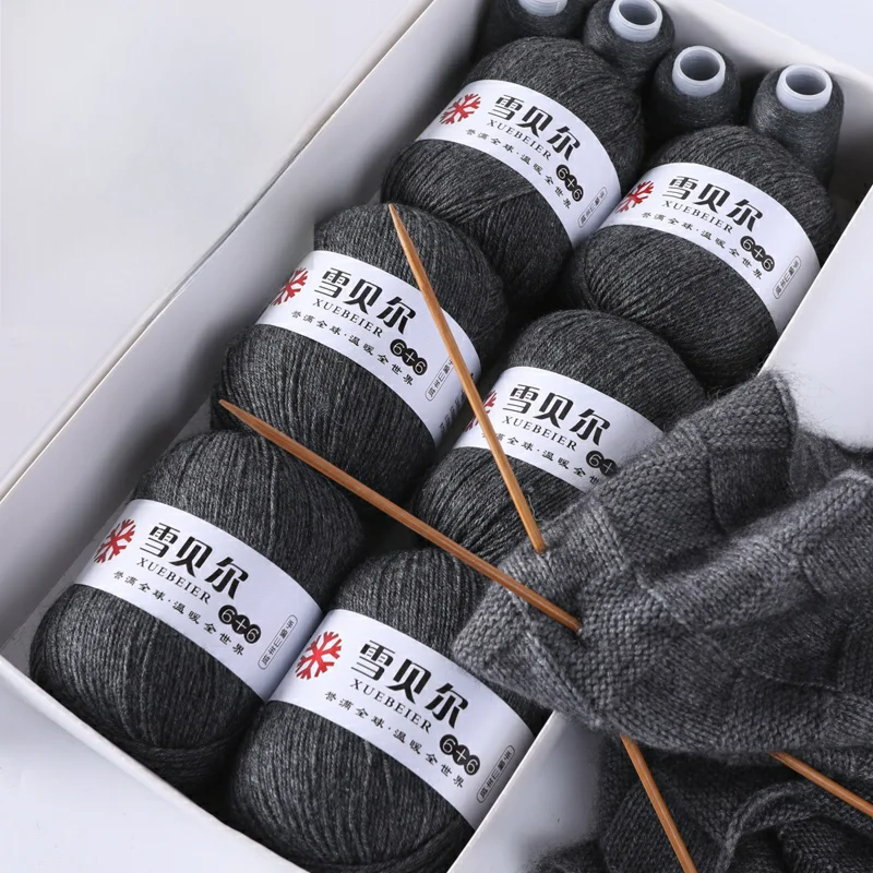 

Набор для вязания шарфа из кашемира и шерстяной пряжи средней толщины ручной работы для парня, сделай сам, комплект для вязания самодельного воротника-снуда