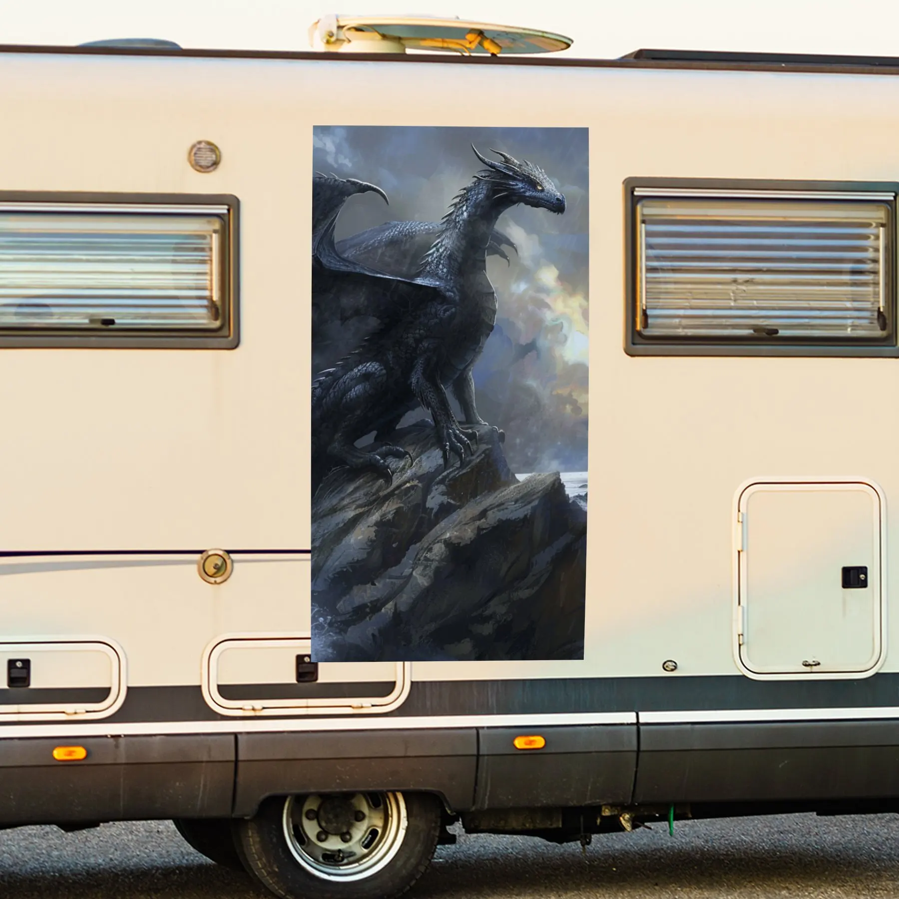 

Epic Black Dragon on Rocks! Виниловая наклейка для двери автомобиля на колесах, водонепроницаемые самоклеящиеся виниловые наклейки, защита украшений Au