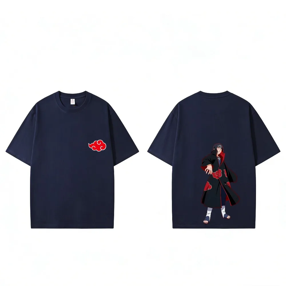 Cartoon Anime Naruto Shippuden Cotton T-Shirt Naruto Sasuke Kanji Collage Anime T-Shirt Summer Casual Printed Top - view 3