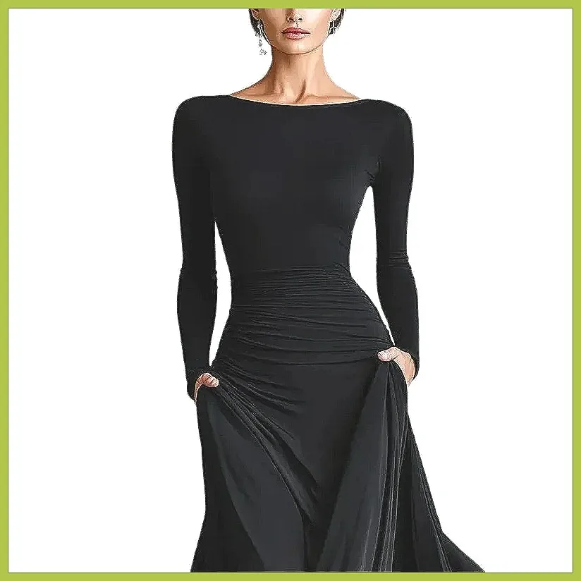 Gaun Maxi Patchwork Elegan Wanita Lengan Panjang Kerah Tinggi Gaun Pesta Chic Vestidos (72 karakter)