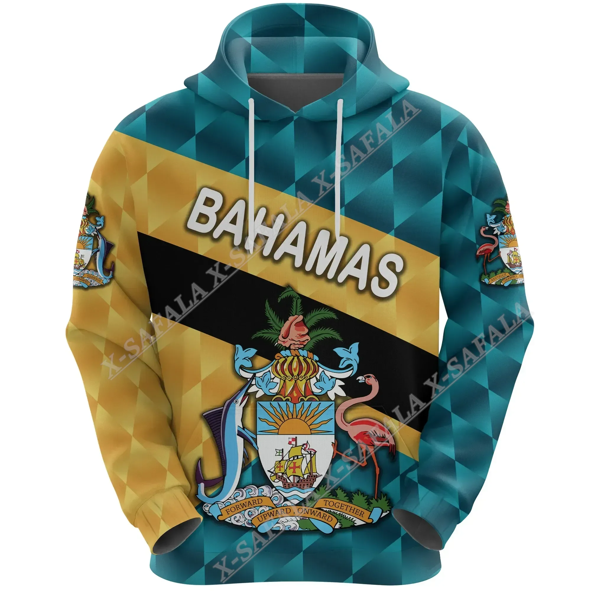 Bahamas Blue Marlin Coat Of Arms 3D Print Zipper Hoodie For Men Pullover Sweatshirt Hooded Jersey Tracksuits Outwear Coat Casual