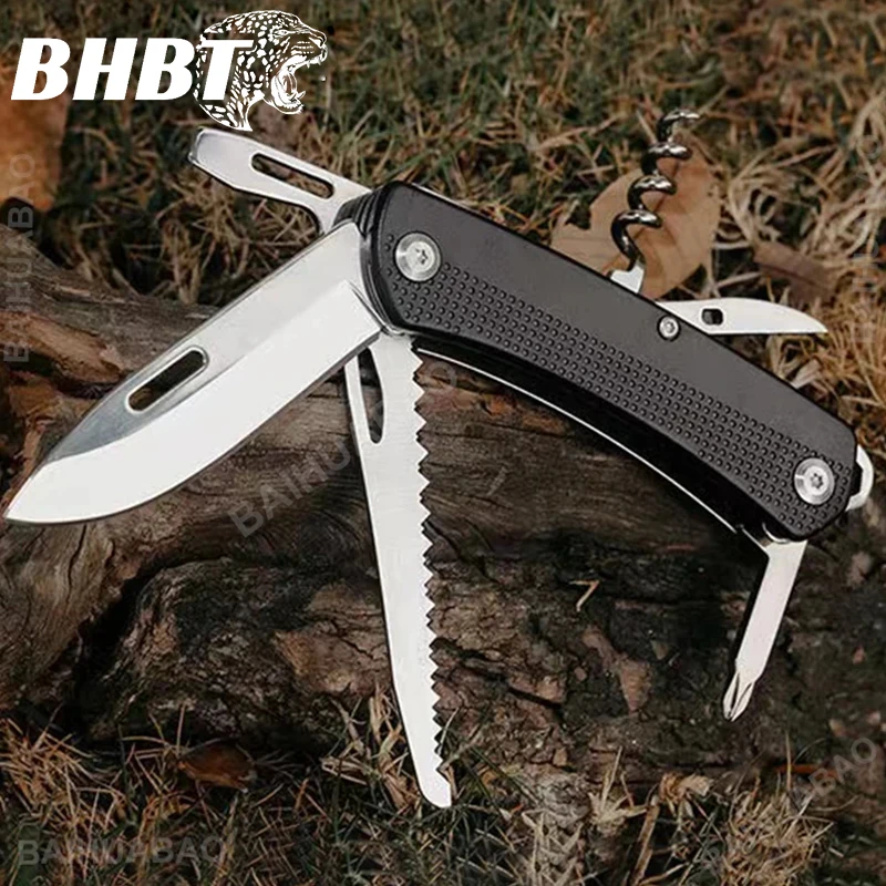 BHBT MIni Multifunction Folding Knife Multitool EDC Outdoor Camping Portable Pocket Knife Saw Screwdriver Wine Opener