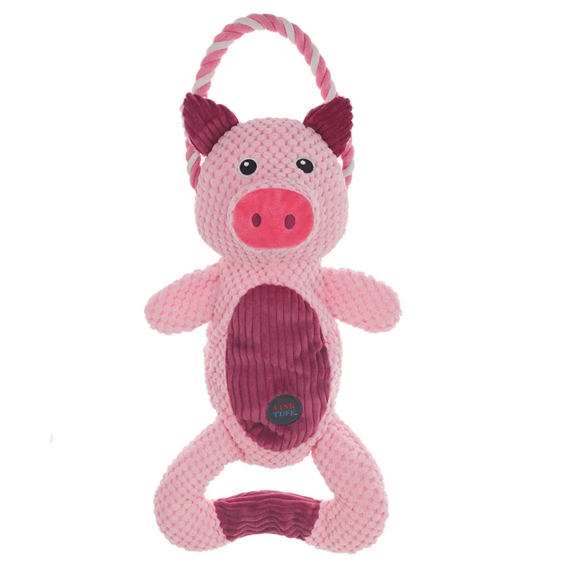 Link Tuff Squeaky Plush Toy - Interactive Series (Tug Rope with Handle)