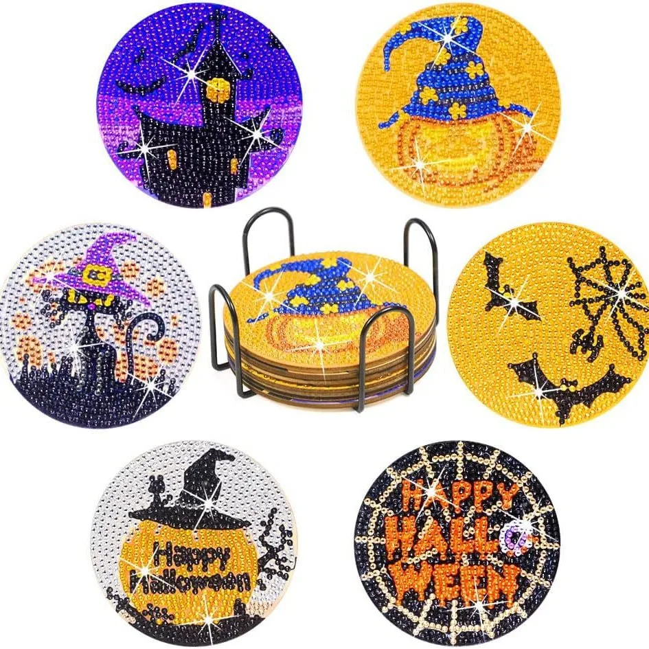 6pcs/set Butterfly Diamond Painting Coaster Kit with Holder DIY 5D Rhinestone Art Coasters Non-slip Cup Mat for Kids Adults Craf view 5