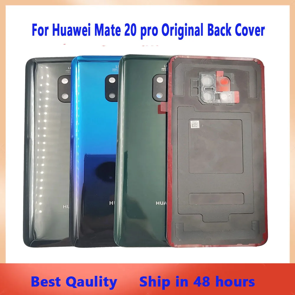 

Original Back Lid For Huawei Mate 20 Pro Glass Battery Cover Rear Door Housing Panel Case With Camera Frame Lens Flashlight Glue