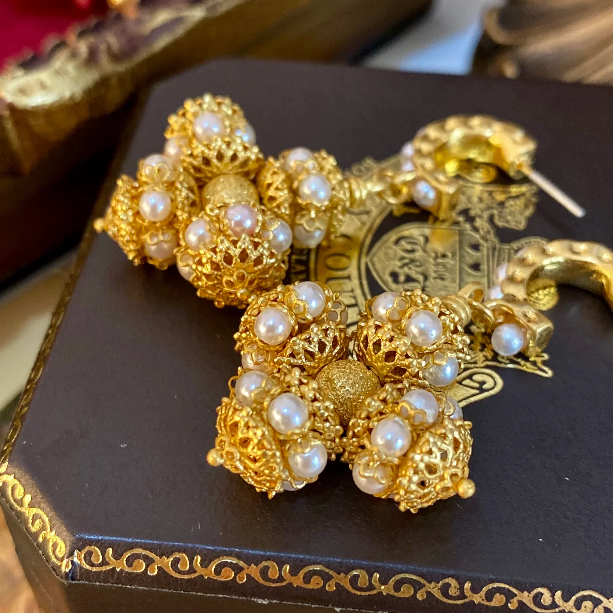 Inspired cross Portuguese transporter bead earrings for women Roman vintage court jewelry
