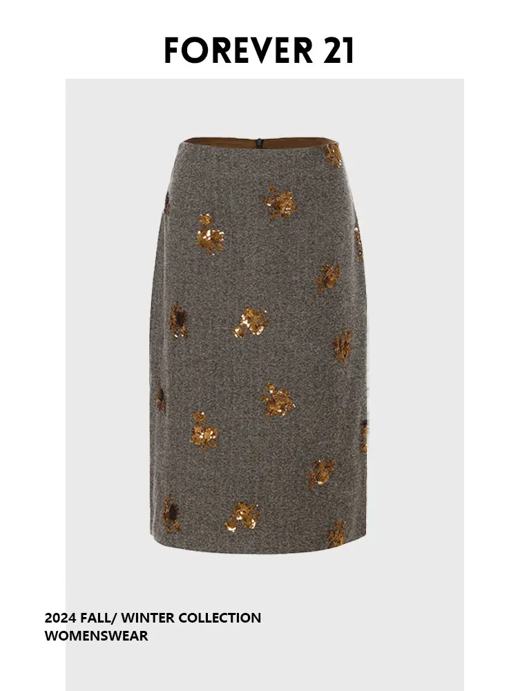 

Forever 2 Glittery ey Wrap around Skirt Autumn New Sle Slimming Versatile Women's Skirts Commute Sle plus Size