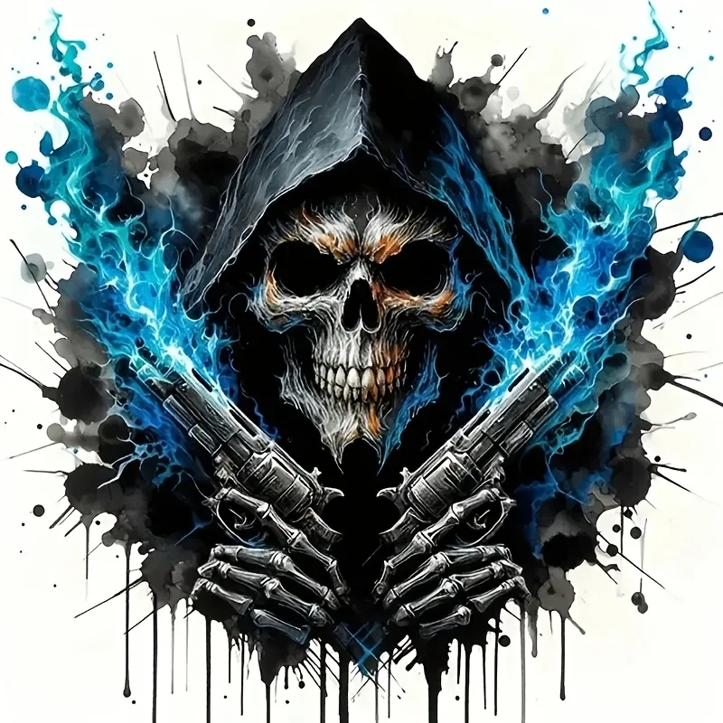 

Blue Flame Skull Creative Sticker; Multifunctional Glowing Blue Lightning Design Sticker