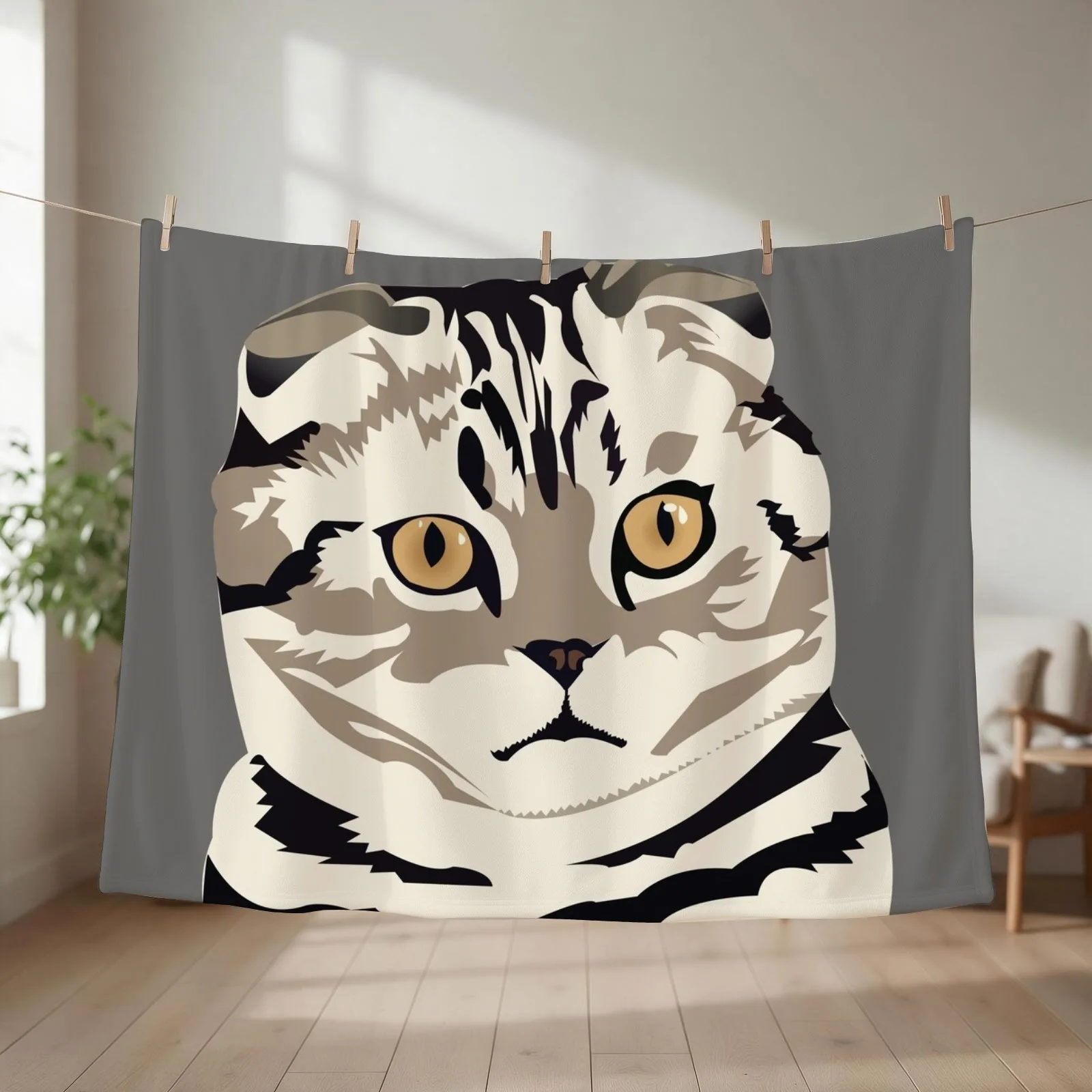 Scottish Fold Kitty Cat Throw Blanket couch cozy soft plush fuzzy picnic outdoor blanket