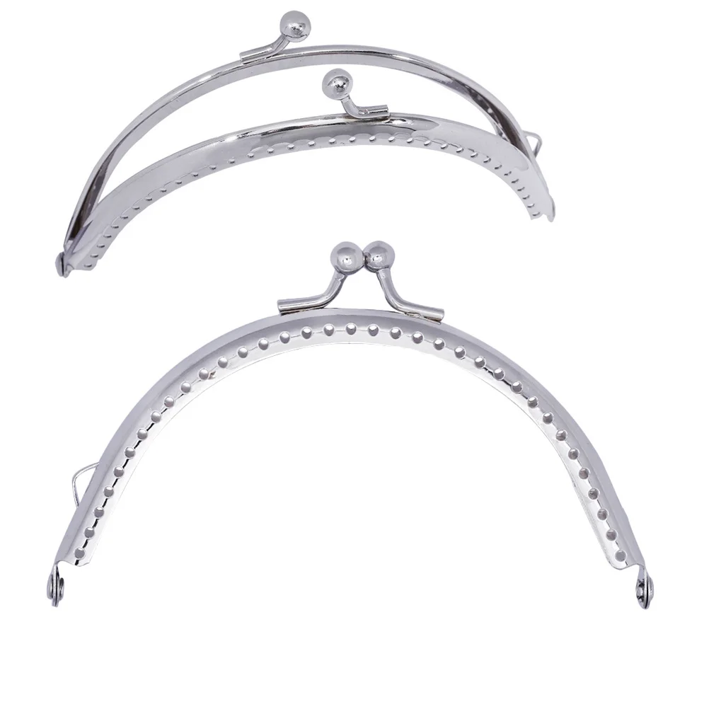 10.5cm半円形アーチ型財布フレーム シルバービーズ キスロック留め金 ハンドバッグDIYクラフト製作アクセサリー 財布フレーム