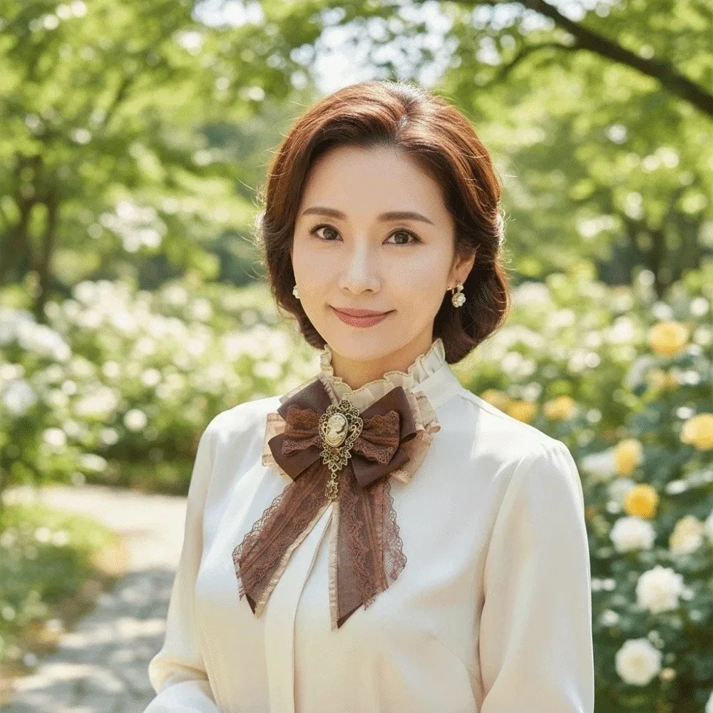 

Alloy Lace Ribbon Bow Tie Solid Color Enchase Design Vintage Lolita Necktie Court Style Multi-layered Decoration Shirt Tie Men