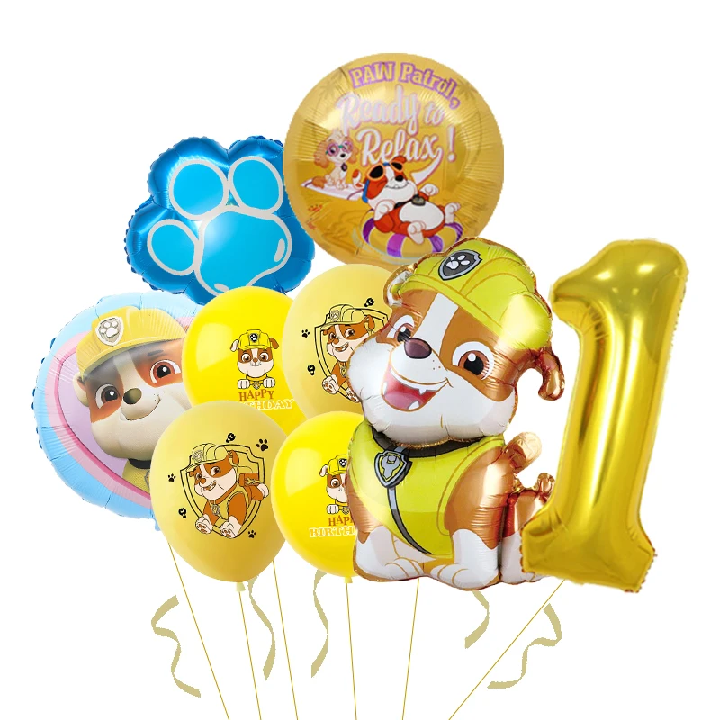 9pcs Cartoon Paw Patrol Themed Party Decoration Supplies Rescue Dog Aluminum Foil Balloon Childrens Birthday Gift