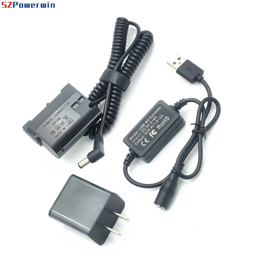 Cable adaptador de corriente de 5V EP-5B acoplador CC reemplazar la batería de EN-EL15 para Nikon D850 D810 D810A D800E D750 D610 D600 D7200 D7100 Z5 Z6