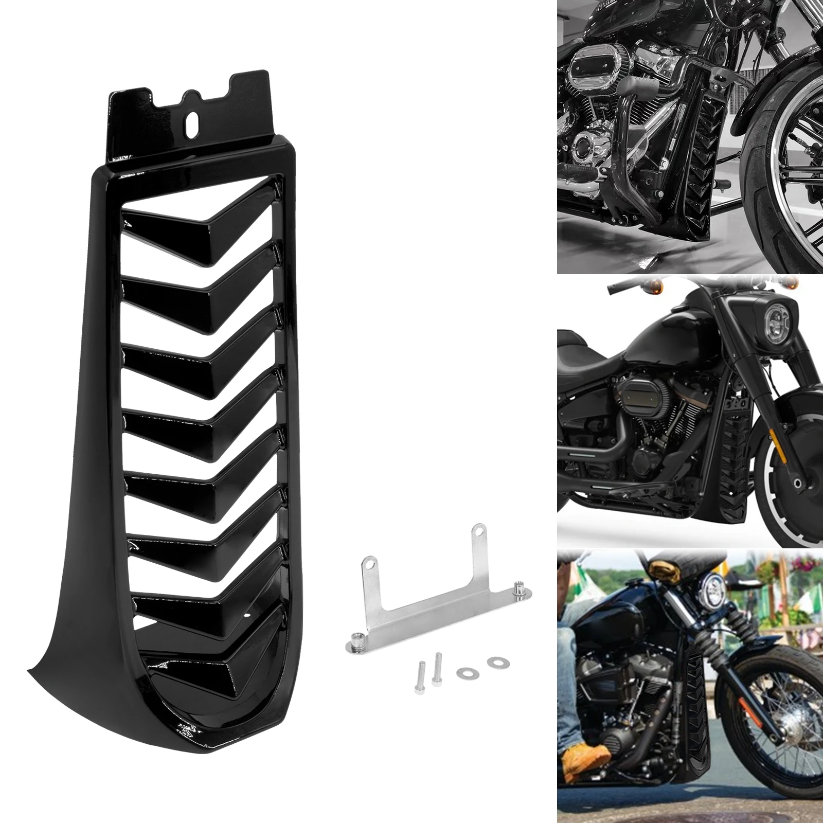 Chin Fairing Spoiler Lower Radiator Black Cover For Harley For Breakout For Fat Bob 18+