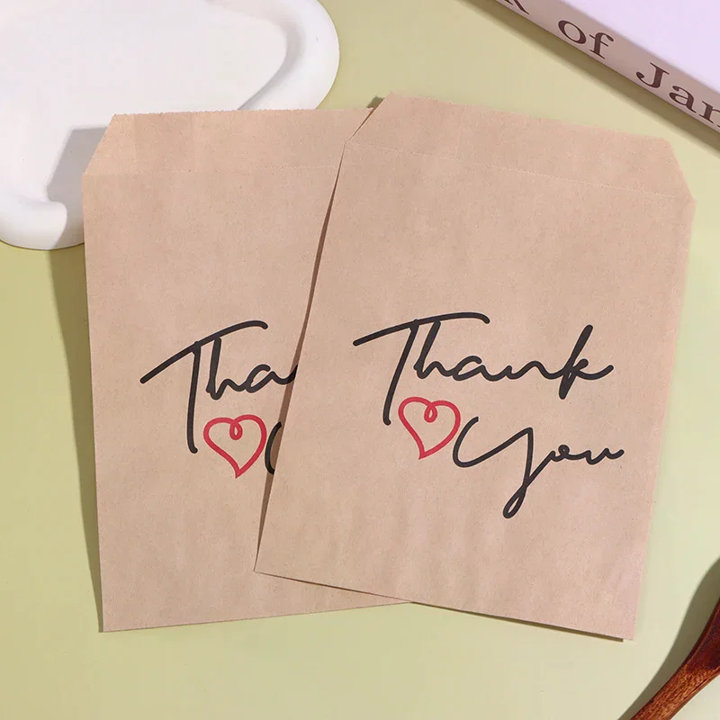 

25 шт. 13x18 см "Дякую" бумажные подарочные пакеты, крафт-сумки, плоские сумки для упаковки печенья, конфет, закусок, десертов, для свадебной вечеринки