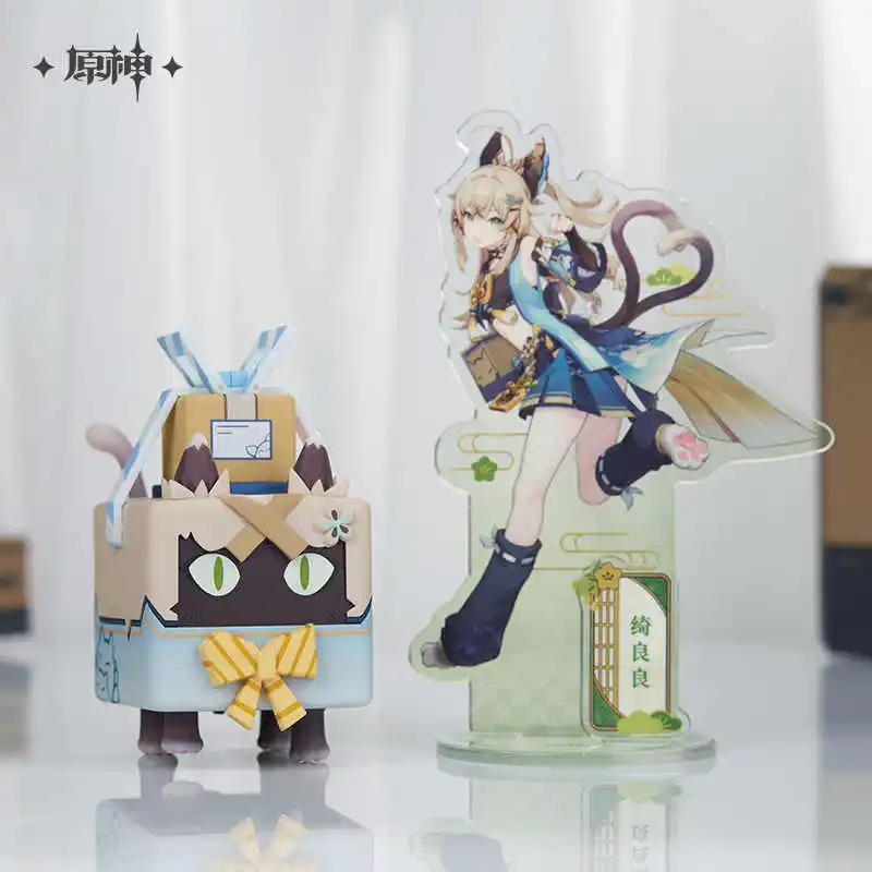 Oficial Original Genshin Impact Kirara gato caja mensajería PVC figura de acción Anime figuritas accesorios juego juguete para chico Gif