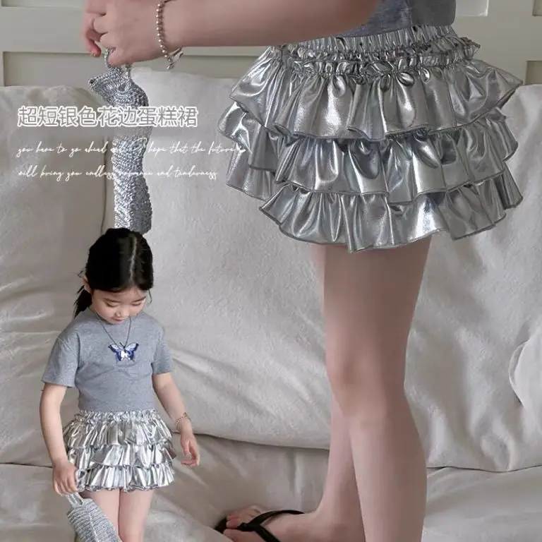 Girls' T-shirt Tutu Skirt Set 2025 Summer Children's Lace Shorts Skirt Two-piece Cake Skirt Cute Fashion Casual Baby Girl