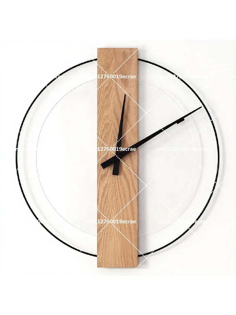 Modern Solid Wood Square Wall Clock Silent Circle Clock for Living Room Bedroom Home Decor