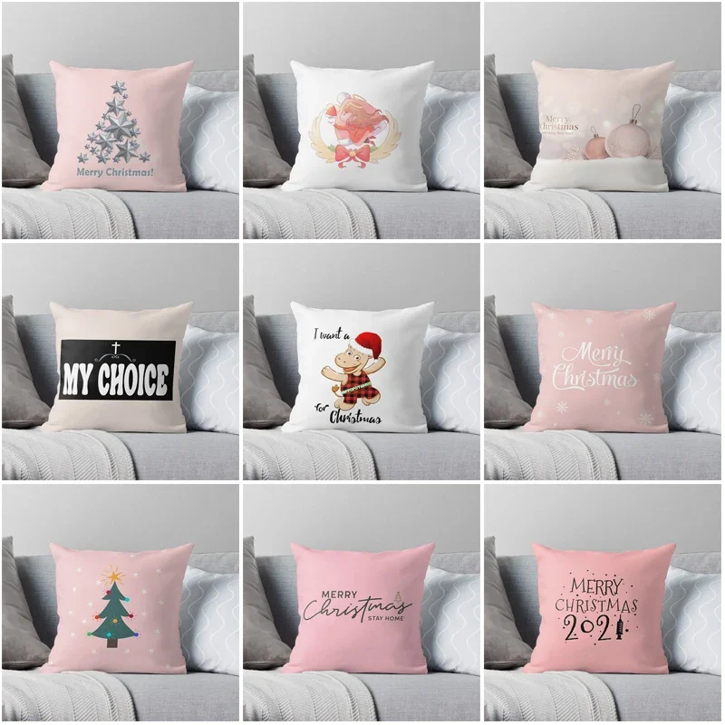 

Merry Christmas cartoon Decorative Home pillow case Cushion covers autumn 50X50cm pink 40x40cm Modern Living Room sofa House bed