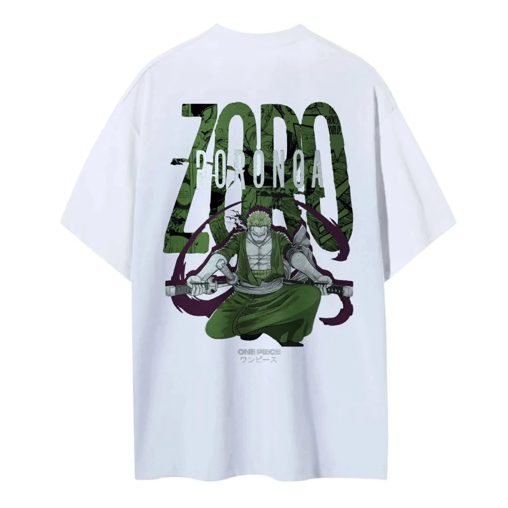 قطعة واحدة مشتقات الرسوم المتحركة رورونوا زورو مطبوعة القطن طاقم الرقبة التي شيرت الرجال الخريف جودة عالية عادية 2025 تتجه #2