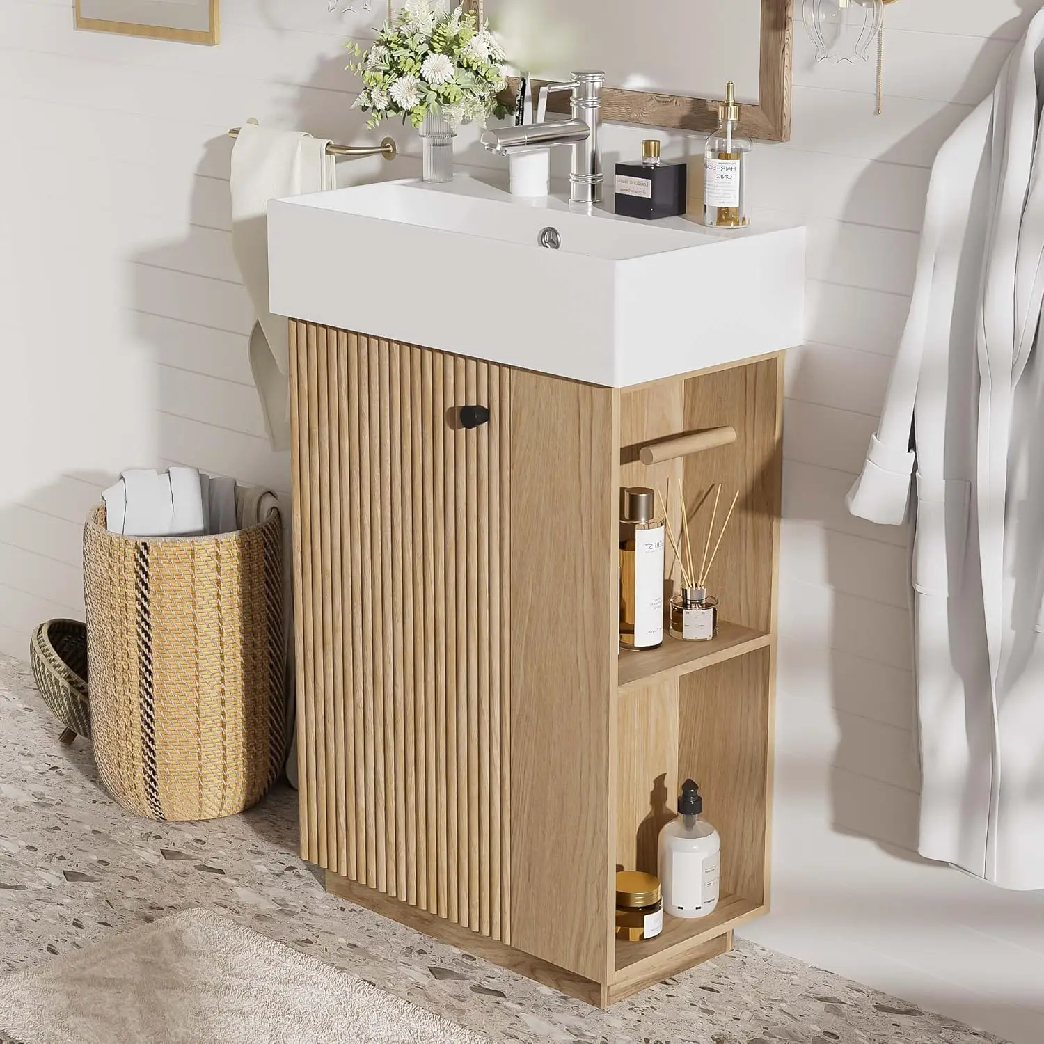 21.6" Fluted Wood Vanity 3