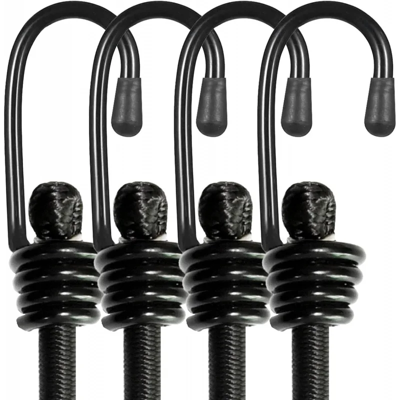 24 Inch Bungee Cords With Hooks Heavy Duty Elastic Tie Down Straps For Tarps Luggage Tent Bike Camping Garden