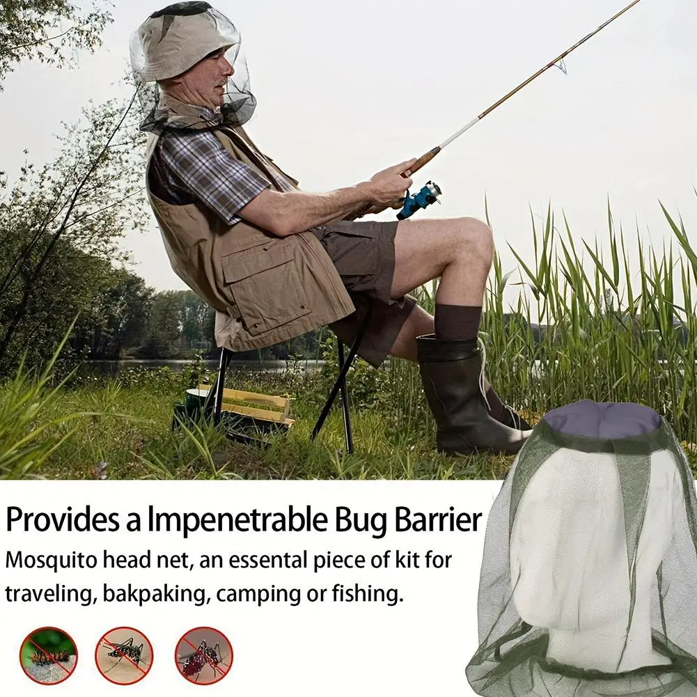 

Outdoor Fishing Cap Fishing Anti-mosquito Hat Net Camping Mesh Bug Nets Fishing Net Cap Protector Hats Face Head E7C6