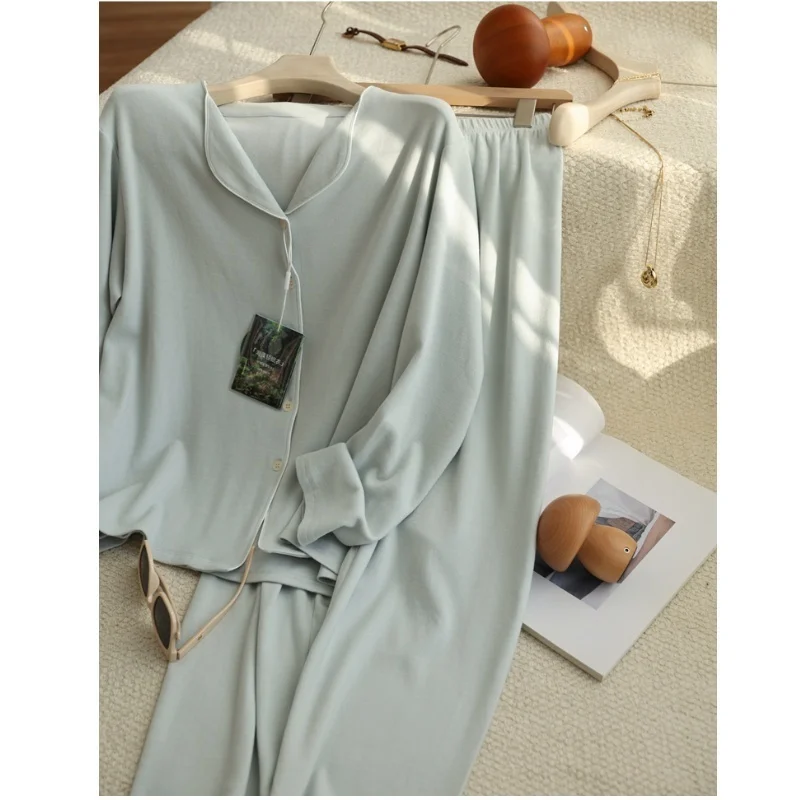 

Женский пижамный комплект, осенне-зимний двусторонний топ с длинными рукавами и длинные брюки с эластичной резинкой на талии, домашняя одежда