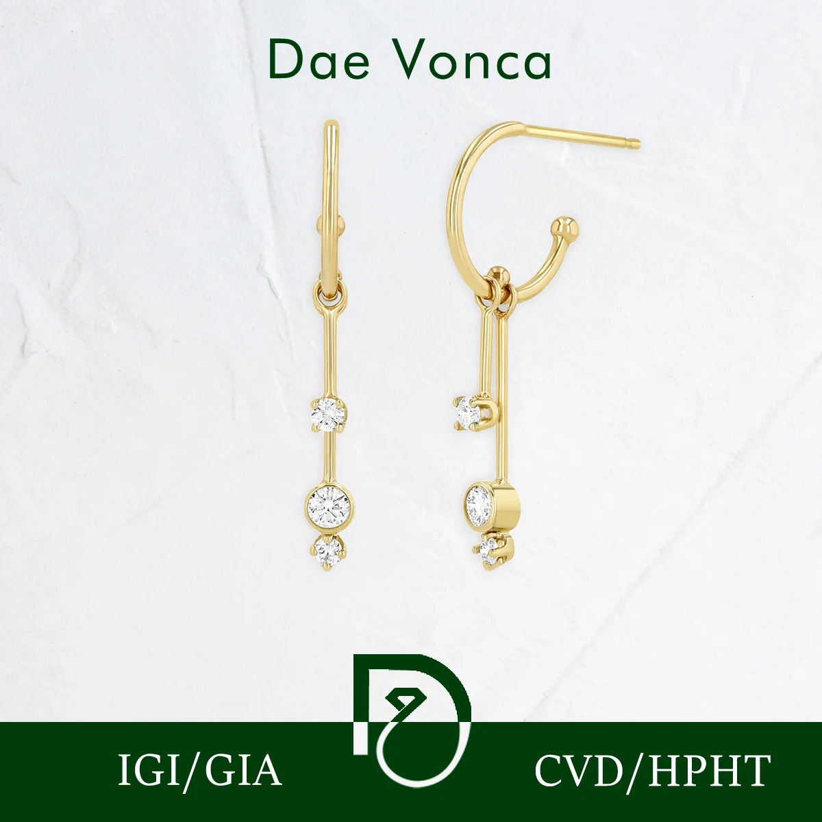 9K/14K/18K Yellow Gold Lab Grown Diamond Earrings Brilliant Round Cut Lab Created Diamond Drop Earrings Fine Jewelry For Women