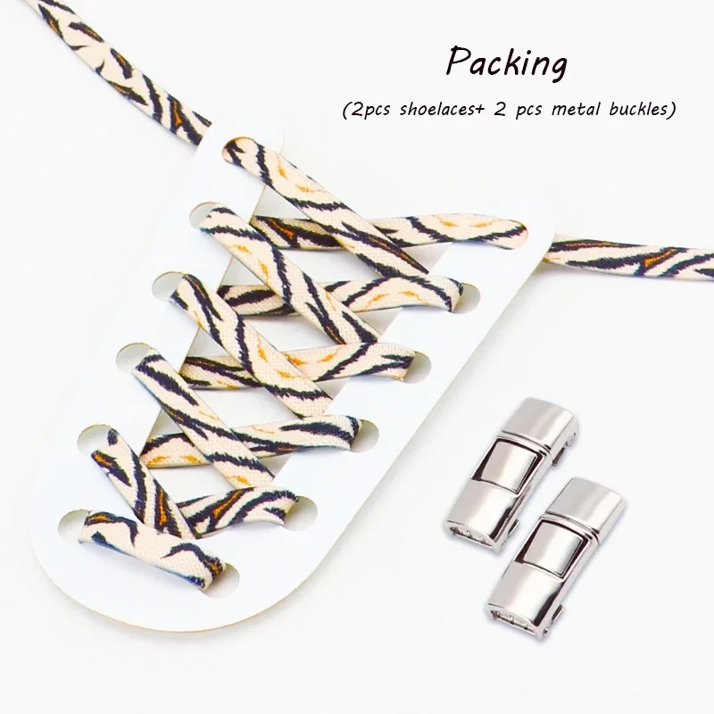 Animal Pattern Elastic Laces Sneakers Press Lock Shoelaces Without Ties Tiger/Snake/Leopard No Tie Shoe Laces Shoe Accessories