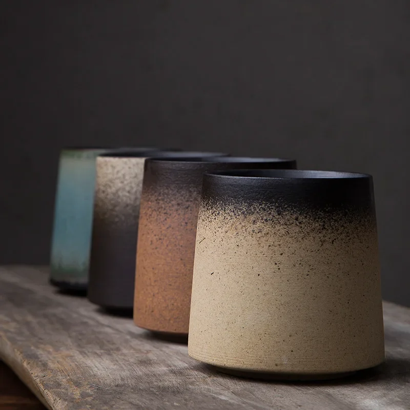 Japanese Style Original Ceramic Mug Personality Porcelain Retro Cup Mugs Gradient Home Office Coffee Tea Drinkware Creative Gift