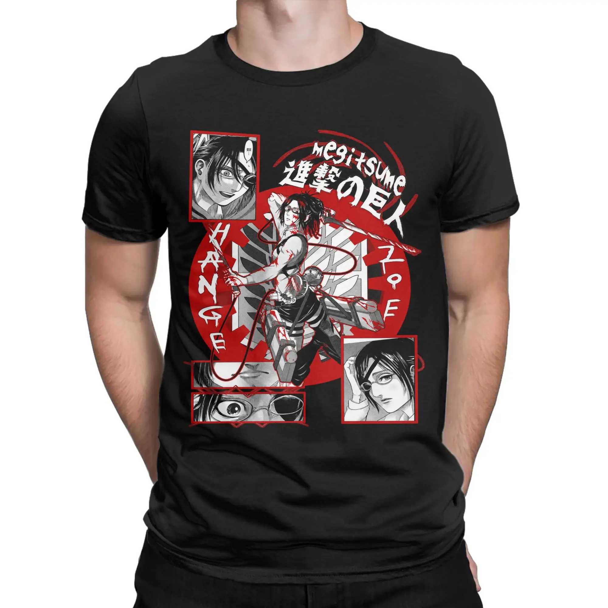 Attack On Titan Anime Hange Zoe Survey Corps Manga Cotton T-Shirt For Men Summer Tees Oversized Cheap Clothes